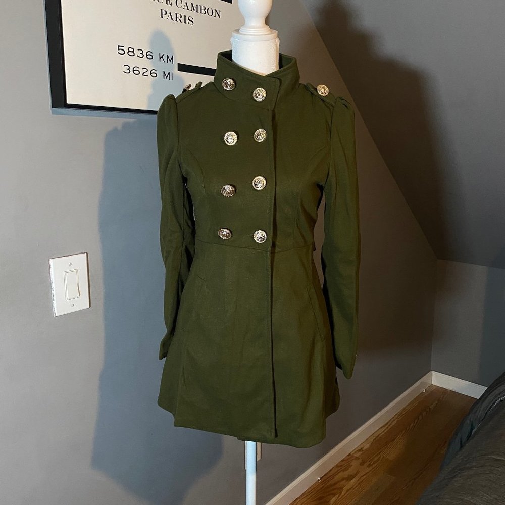 Women's Olive Wool Coat